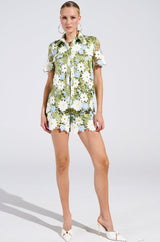DAISY CROCHET SHORT SLEEVE BUTTON UP SHIRT