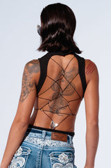 BUTTERFLY EFFECT SLEEVELESS KNIT BODYSUIT