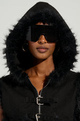 DELANEY FUR TRIM DENIM VEST