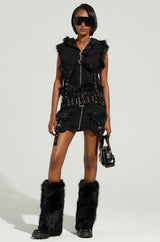 DELANEY FUR TRIM MINI SKIRT