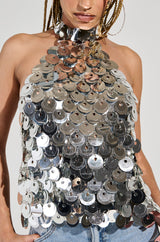 PARTY ALL NIGHT SEQUIN HALTER NECK TOP