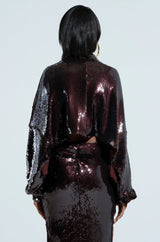 BELIEVE IN LOVE SEQUIN TOP IN BROWN