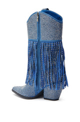 AZALEA WANG GREIA DENIM RHINESTONE COWBOY BOOTIE