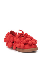 AZALEA WANG GREYI RED PUFF FLORAL FLAT SNEAKER