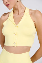 LEMONY EMILY CROPPED SWEATER VEST IN YELLOW