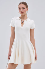 SLEEK AND CHIC KNIT MINI DRESS IN WHITE