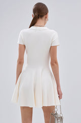 SLEEK AND CHIC KNIT MINI DRESS IN WHITE
