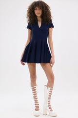 SLEEK AND CHIC KNIT MINI DRESS IN NAVY