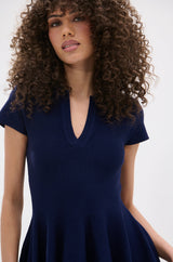 SLEEK AND CHIC KNIT MINI DRESS IN NAVY