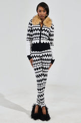 APRES SKI BADDIE FUR TRIM ZIP UP SWEATER