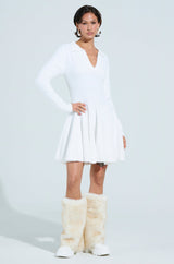 COZY GIRL CHIC FUZZY KNIT MINI DRESS WITH LONG SLEEVES