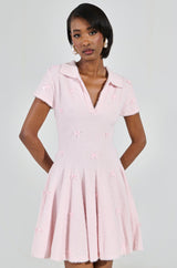 BOW DOWN GIRL MINI DRESS IN PINK