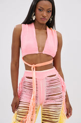 TIME TO DANCE CUTOUT FRINGE PANT AND TOP SET