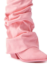 AZALEA WANG HAWKSTON BABY PINK FAUX SUEDE WESTERN BOOT