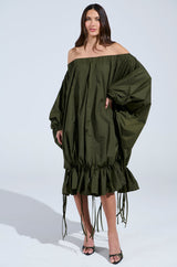 FREE AS CAN BE MINI DRESS IN OLIVE