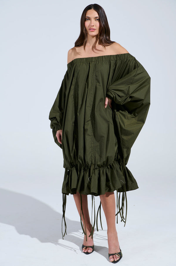 FREE AS CAN BE MINI DRESS IN OLIVE