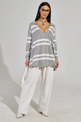 POLLEE STRIPED KNIT MINI DRESS