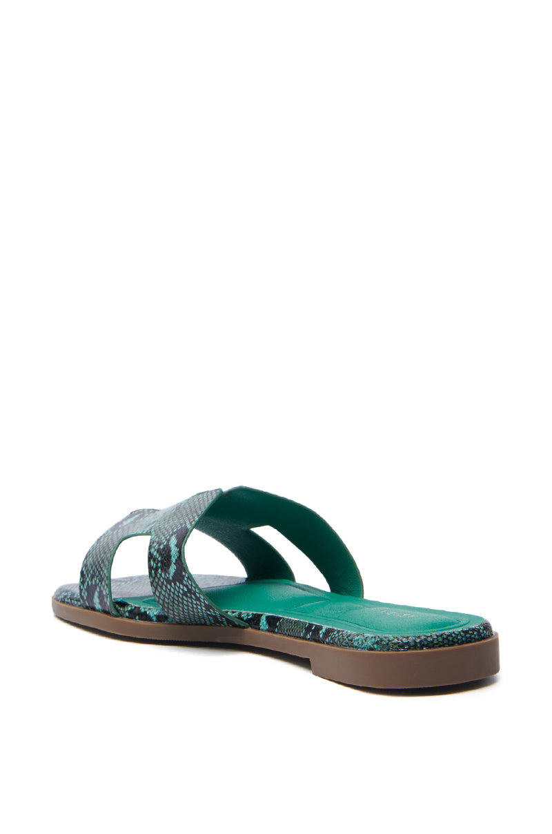 AKIRA  HOWDY GREEN SNAKE SLIP ON SANDAL