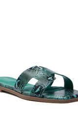 AKIRA  HOWDY GREEN SNAKE SLIP ON SANDAL