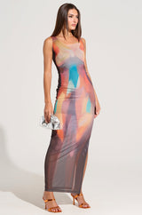 OUTTA THIS WORLD ABSTRACT MIDI DRESS