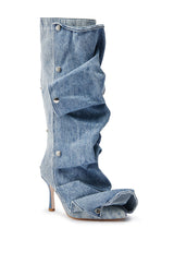 AZALEA WANG IMOGINE DENIM SNAP BOOT