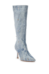 AZALEA WANG IMOGINE DENIM SNAP BOOT