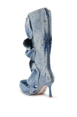 AZALEA WANG IMOGINE DENIM SNAP BOOT
