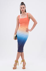 SUNSET LOVERS OMBRE MIDI DRESS