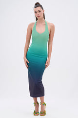 UNDER THE SEA RHINESTONE OMBRE MIDI DRESS