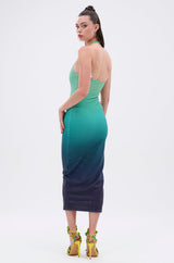UNDER THE SEA RHINESTONE OMBRE MIDI DRESS