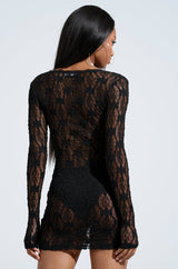 LIZZIE LACE MINI DRESS IN BLACK