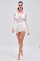 LIZZIE LACE MINI DRESS IN WHITE