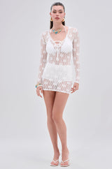 LIZZIE LACE MINI DRESS IN WHITE