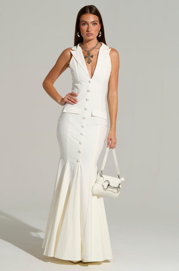 STRICTLY BUSINESS BUTTON UP MAXI DRESS