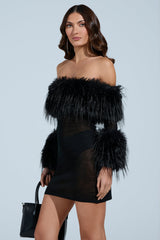 STAR OF THE SHOW FUR MINI DRESS