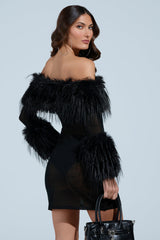 STAR OF THE SHOW FUR MINI DRESS