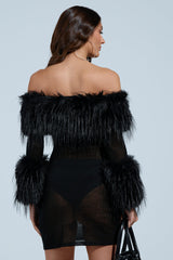 STAR OF THE SHOW FUR MINI DRESS