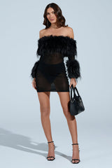 STAR OF THE SHOW FUR MINI DRESS