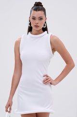 IDK FELT CUTE RIBBED KNIT MINI DRESS