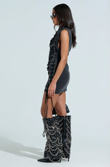 BANKS LACE UP MOCK NECK KNIT MINI DRESS
