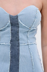 IT'S BRITNEY PATCHWORK DENIM MAXI DRESS