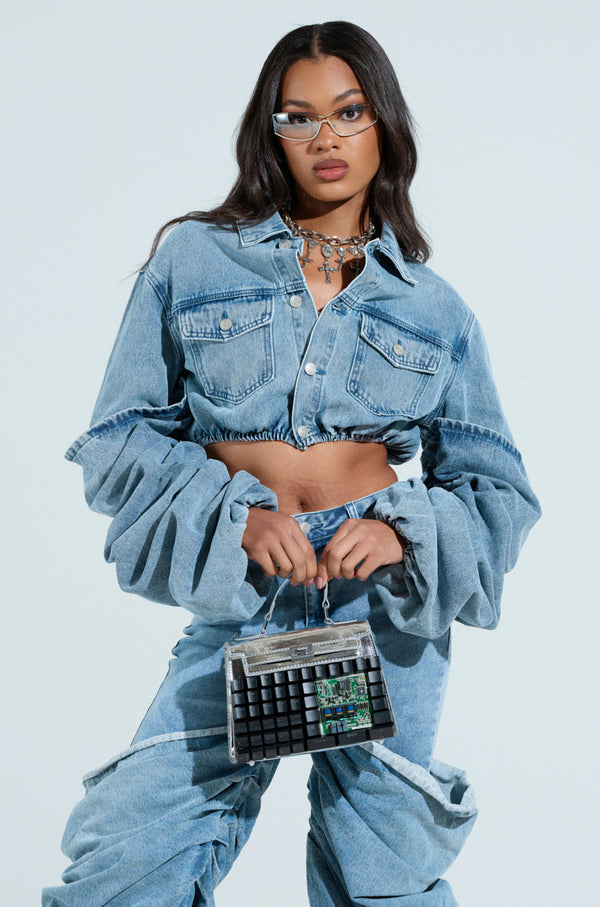 STACKED SLEEVE DENIM JACKET