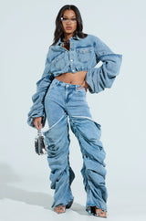 STACKED SLEEVE DENIM JACKET
