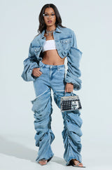 STACKED SLEEVE DENIM JACKET
