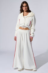 LULA WAFFLE KNIT SPORTY PANTS IN WHITE