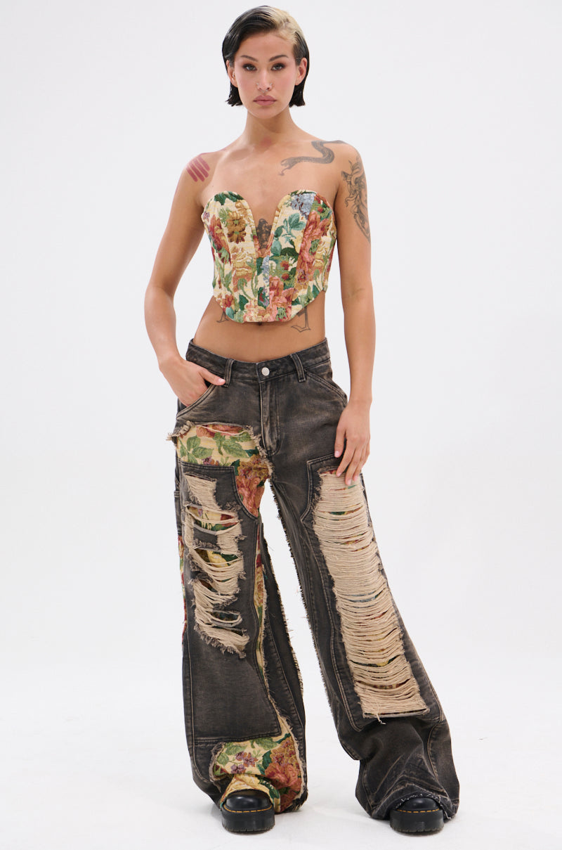 BRIGETTE DISTRESSED JACQUARD CORSET