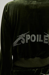 BRAT RHINESTONE VELVET OLIVE ZIP UP SWEATSHIRT