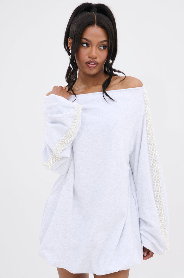 GORGINA OFF THE SHOULDER SWEATSHIRT DRESS