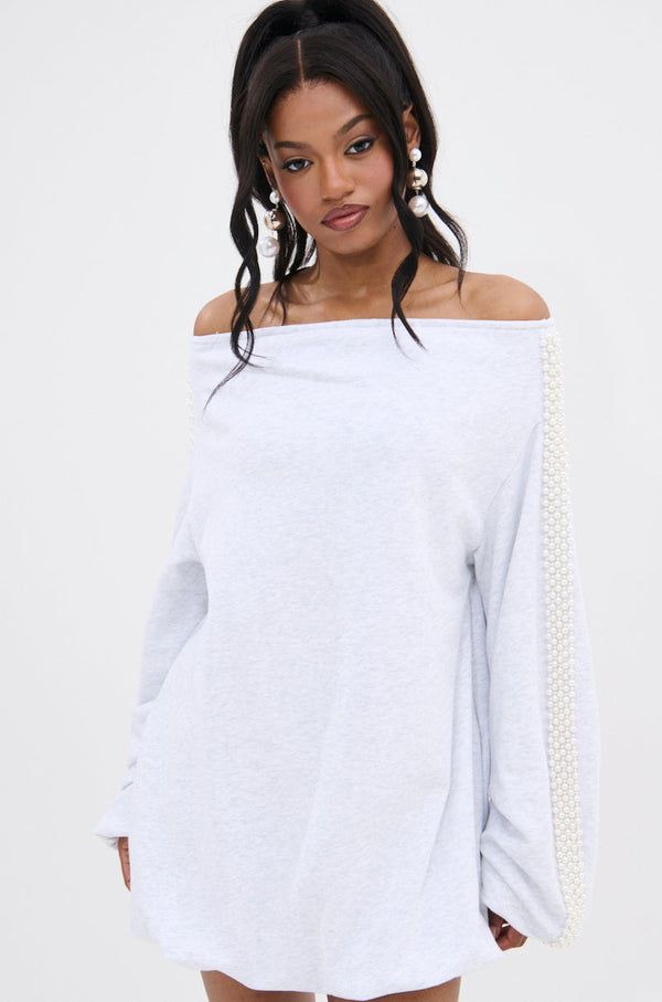 GORGINA OFF THE SHOULDER SWEATSHIRT DRESS