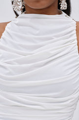 BUSINESS IN FRONT PARTY IN BACK MINI DRESS IN WHITE